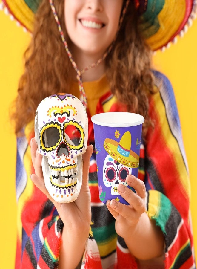 أكواب ورقية من راباهوليك، ٥٠ قطعة، بتصميم يوم الموتى - أكواب زرقاء اللون سعة ٩ أونصات، أكواب قهوة، أكواب للمشروبات الساخنة والباردة، مثالية للماء والعصير، للاستخدام المنزلي والمكتبي ولحفلات الأطفال - Image 5